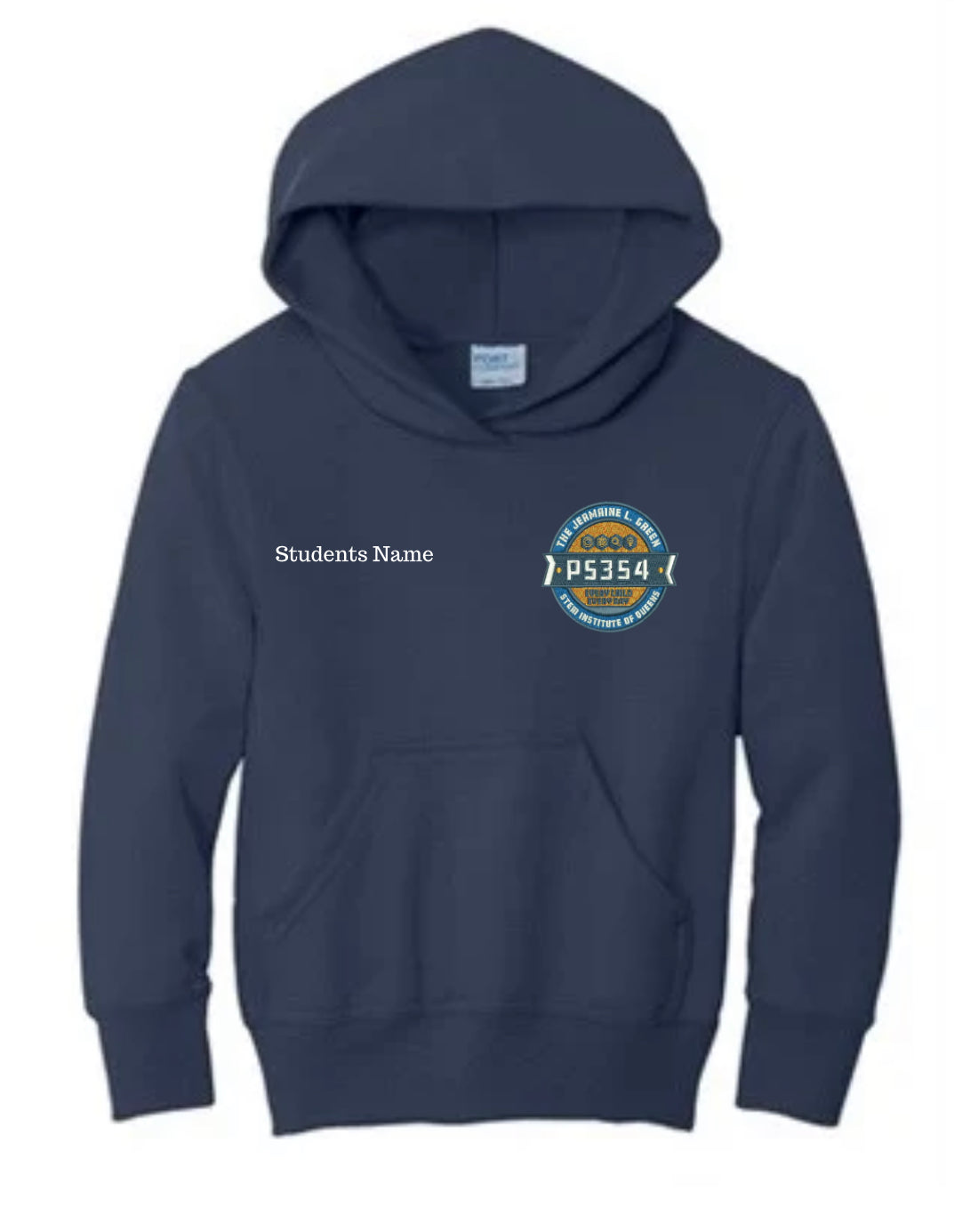 Youth Pullover Hooded Sweatshirt With Students Name ,Navy